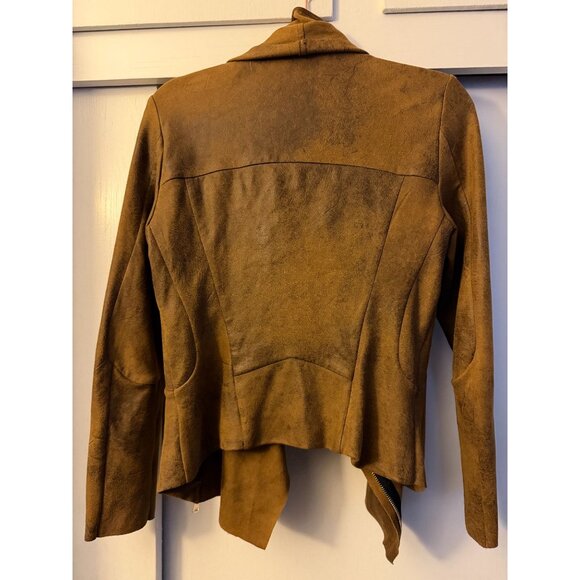 zara woman suede tan leather moto jacket super soft sz medium - Picture 3 of 5